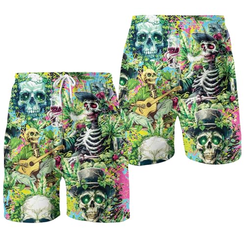 US Flag Men's Palm Tree Gun Hawaiian Shorts Funny Flamingo American Swim Trunks for Men3