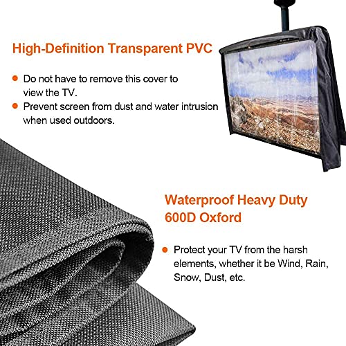 Ucare Outdoor TV Cover - 600D Waterproof Oxford TV Set - Clear Screen - Dustproof - Remote Control Pocket (30-32in) - Image 2