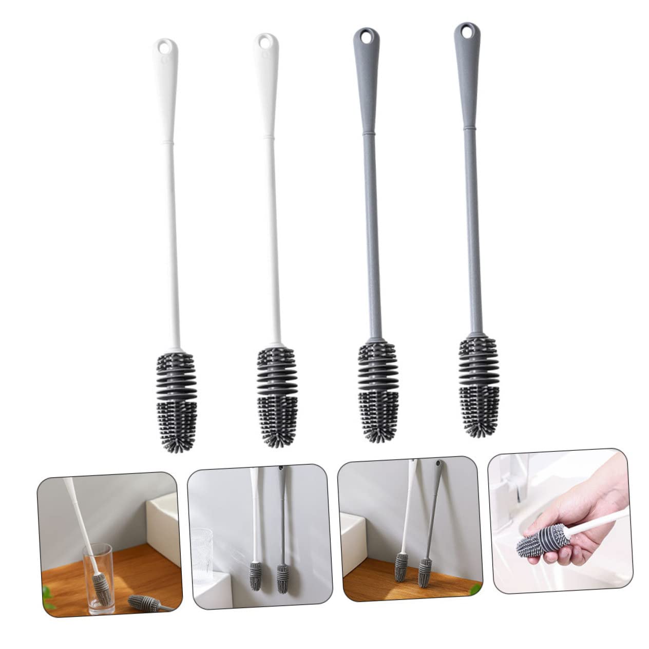 COLLBATH 8pezzi Spazzolini Per Silicone Versatile Per Bottiglie e Borracce Antiscivolo
