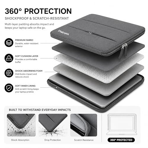 Image of 360 Protective Waterproof Laptop Sleeve for 15.6 & 16 Inch Laptops with Carry Handle & Dual Front Pockets for Business Travel Office Work (Light Grey)