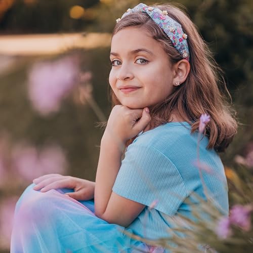 FROG-SAC-Floral-Knot-Headband-for-Girls-Pearl-Stud-Knotted-Headbands-for-Kids-Flower-Studded-Hair-Band-Accessories-for-Children-Cute-Comfortable-Back-to-School-Hairband FROG SAC Floral Knot Headband for Girls Pearl Stud Knotted Headbands for Kids Flower Studded Hair Band Accessories for Children Cute Comfortable Back to School Hairband