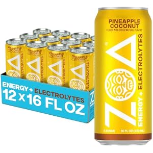 ZOA Zero Sugar Energy Drink, Pineapple Coconut, 12 Pack, 16 Fl Oz Cans