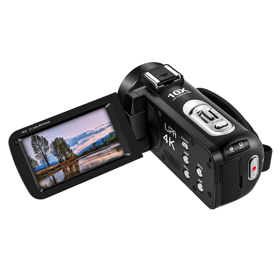 Lipa Caméra vidéo AD-C7 4K Ultra HD Sony CMOS WiFi/Résolution 4K/Full HD 60 fps/capteur SONY/24 mégapixels/Ampoule LED/Zoom numérique 120x, Zoom Optique 10x/Connexion Microphone Externe