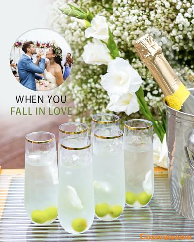 image for Maaacute 24 Pcak Champagne Flutes Plastic, 9 Oz Disposable Stemless Mi