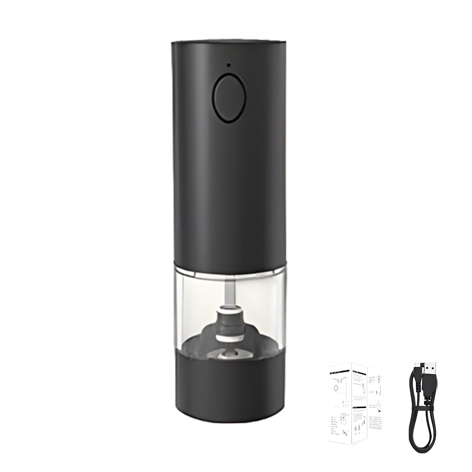 Elektrische Salz- und Pfeffermühle, wiederaufladbar Typ C, automatische Gewürzmühle, einhändig bedienbar, Mahlgrad einstellbar, LED-Licht, 70 ml Fassungsvermögen, Geschenkbox