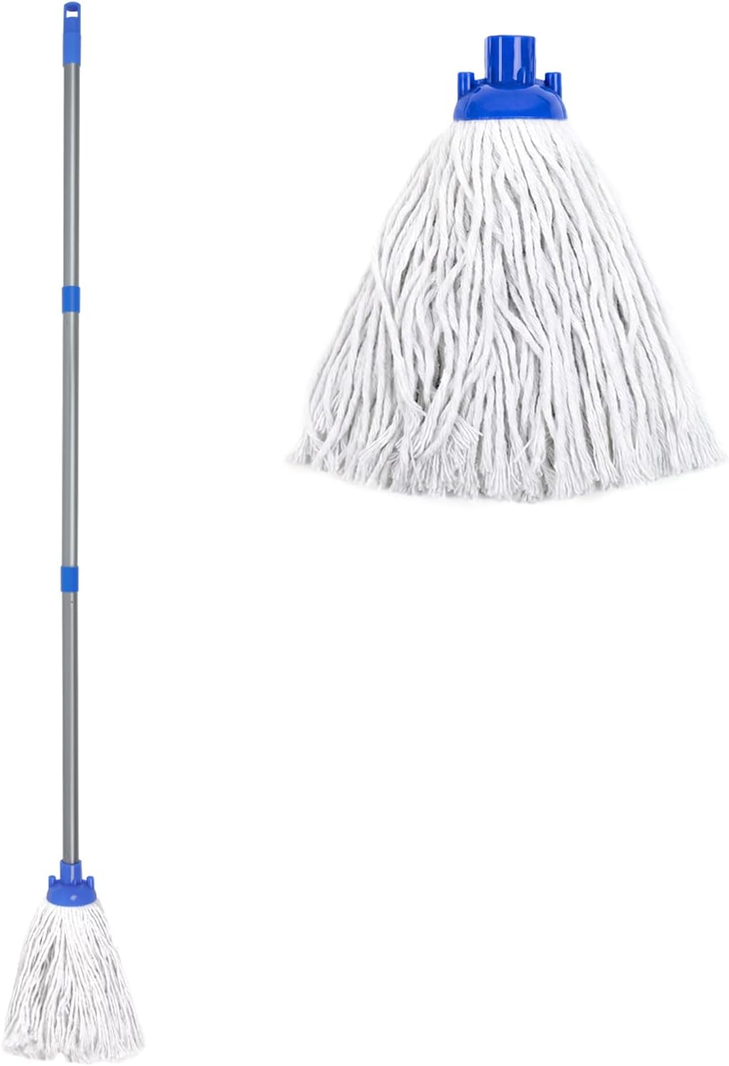 Indoor Mop for Floor Cleaning, Lightweight Cotton Mop with 2 Washable Heads