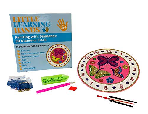 Little Learning Hands Butterflies Diamond Painting Kit Butterfly Clock| Butterflies Sticky Mosaic Clock | Creative Butterfly Crafts For Kids And Adults | Gifts For Girls And Boys #TOP1