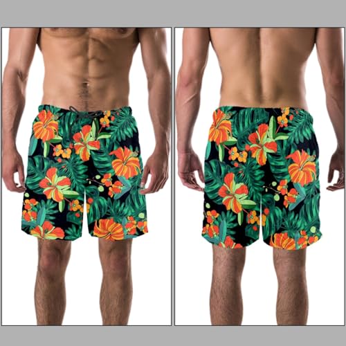 Tropical Jungle Leaves Swim Trunks Elastic Swimsuit Board Shorts Beach Shorts with Pockets for Men3
