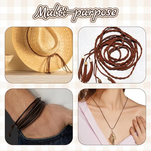 cobee 4 Rollen Lederschnur, Lederband für Ketten Leder Schnur Faux 5 m x 2,5 mm Leder Schnüre für DIY Armbänder Halsketten Schmuck Kunsthandwerk Geschenke (Schwarz+Mittelbraun+Rotbraun+Beige)