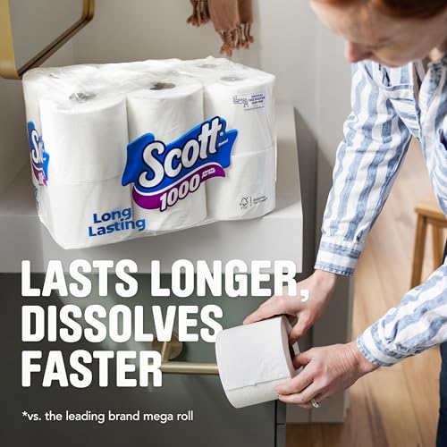 scott 1000 toilet paper 32 rolls septic-safe 1-ply toilet tissue