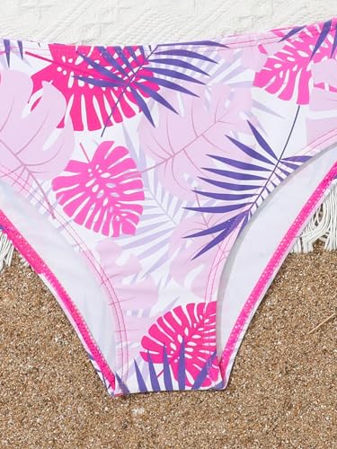 Image of WDIRARA Girl's Tropical Print Cut Out Criss Cross Bikini Set Swimsuit 2 Piece Bathing Suit