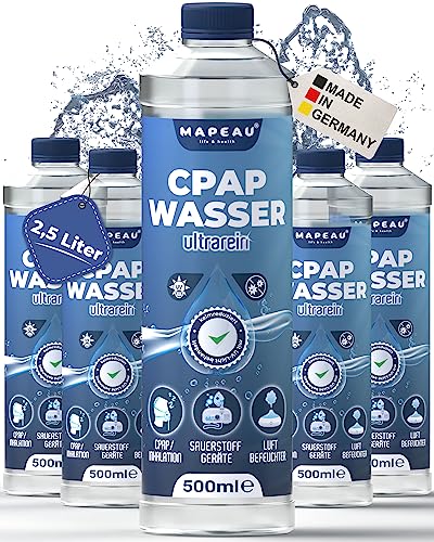 Destiliertes Wasser für Inhalator CPAP Wasser I Atemgas-Befeuchtung Inhalations-Lösung für Vernebler Sauerstoffgeräte Luftbefeuchter (5x 500ml)