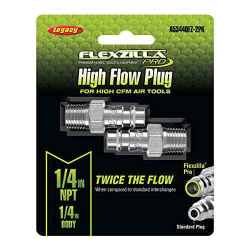 Image of Flexzilla Pro High Flow Plug, 1 /4 inch Body, 1 /4 inch MNPT, 2 Pack - A53440FZ-2PK