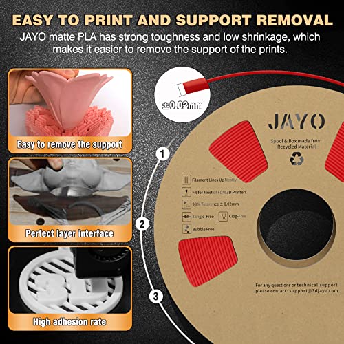 JAYO Matte PLA Filament 1.75mm,Bobines de Filament PLA pour Imprimante 3D 1.1kg, Précision Dimensionnelle +/- 0,02, PLA Mat Noir 3 JAYO Matte PLA Filament 1.75mm,Bobines de Filament PLA pour Imprimante 3D 1.1kg, Précision Dimensionnelle +/- 0,02, PLA Mat Noir – Image 4