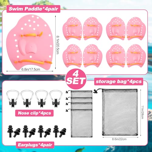Set de 4 paletas de mano para natación con clip nasal y tapones miniatura 2