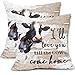 Federa per cuscino con stampa di mucca, 40 x 40 cm, motivo "I Love You Till The Cows Come Home Farm Rustico Legno Cuscino per esterni, decorazione per letto, divano e divano, Regali in lino
