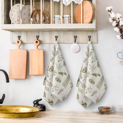 Juego de 2 toallas de cocina florales estilo vintage y botánico absorbente 4