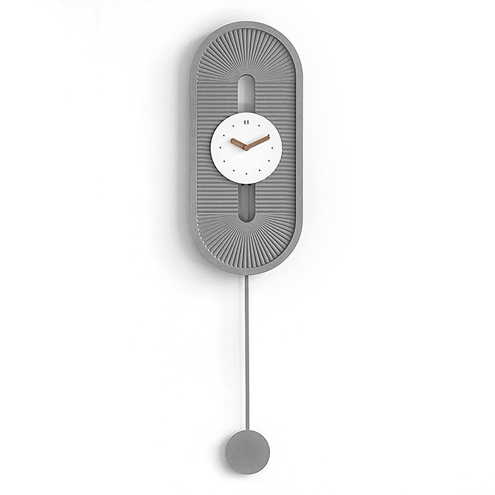 Reloj de Pared con Péndulo, Esfera Ecológica y Manecillas de Nogal Reloj de Pared, Silencioso Reloj de Decoración Moderna para Sala de Estar Dormitorio Oficina, Gris (Gris)