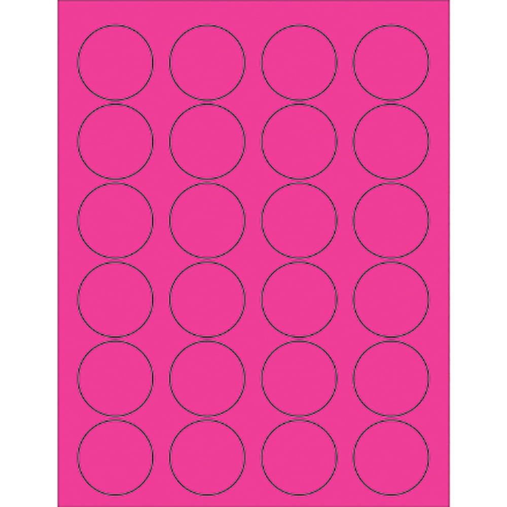 1.63 in. Fluorescent Pink Circle Laser Labels - Pack of 2400