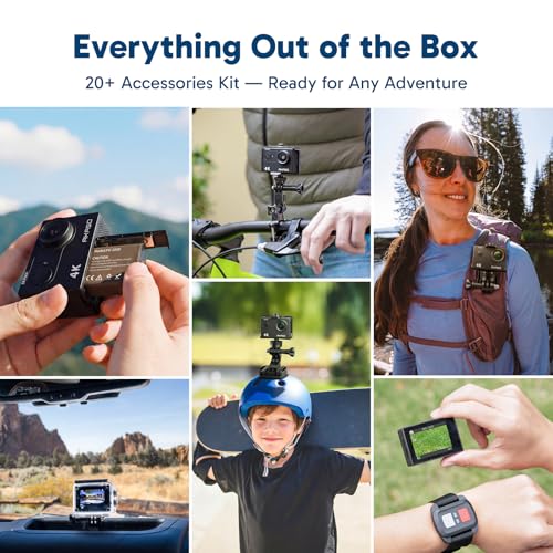 Image of AKASO EK7000 4K30FPS Action Camera with 128GB microSDXC Memory Card - 20MP Ultra HD 170 Degree Wide Angle Waterproof Underwater Camera with Accessory Kit