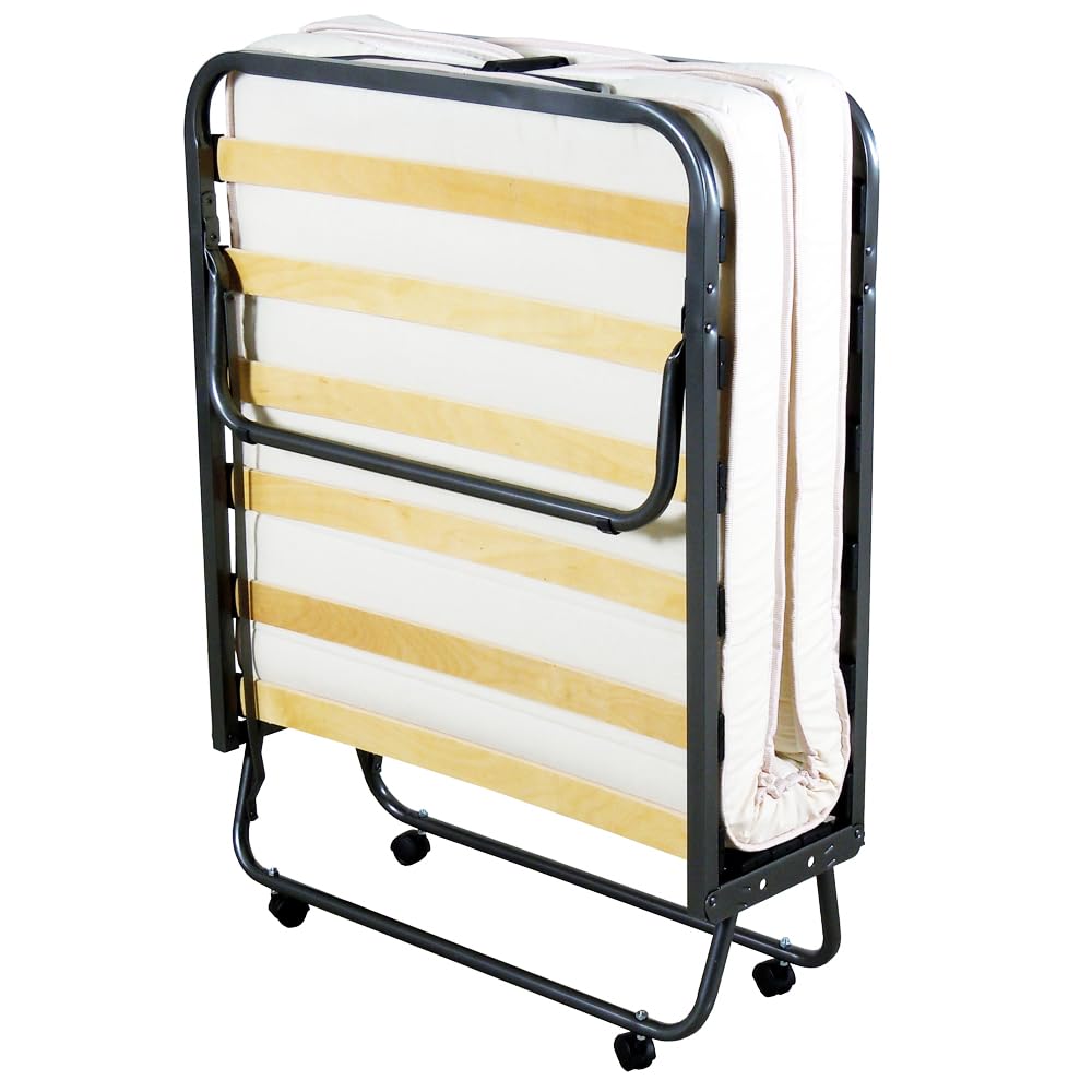 SEDIAOFFICE - Brandina Pieghevole con Materasso e Apertura Automatica Made in Italy, Letto Singolo a Scomparsa (80x200) Letto Pieghevole Singolo con Materasso Alto 10cm (Bianca, 15 Doghe)