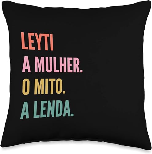Designs De Nomes Engraçados Para Mulher Funny Portuguese First Name Design-Leyti Throw Pillow, 16x16, Multicolor