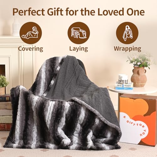 Image of Bearhug Heated Blanket 6 Heat Settings Electric Blanket, 4-Hour Auto Shut-Off, Luxurious Faux Fur & Sherpa Dual-Sided Heated Throw, Machine Washable, 50 x 60 Inches, Gift-Ready Elegant Packaging