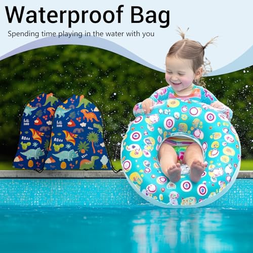 Image of Cartoon Dinosaur Gymnastics Grip Bag Navy Blue Portable Drawstring Storage Pouch Bag Party Favor