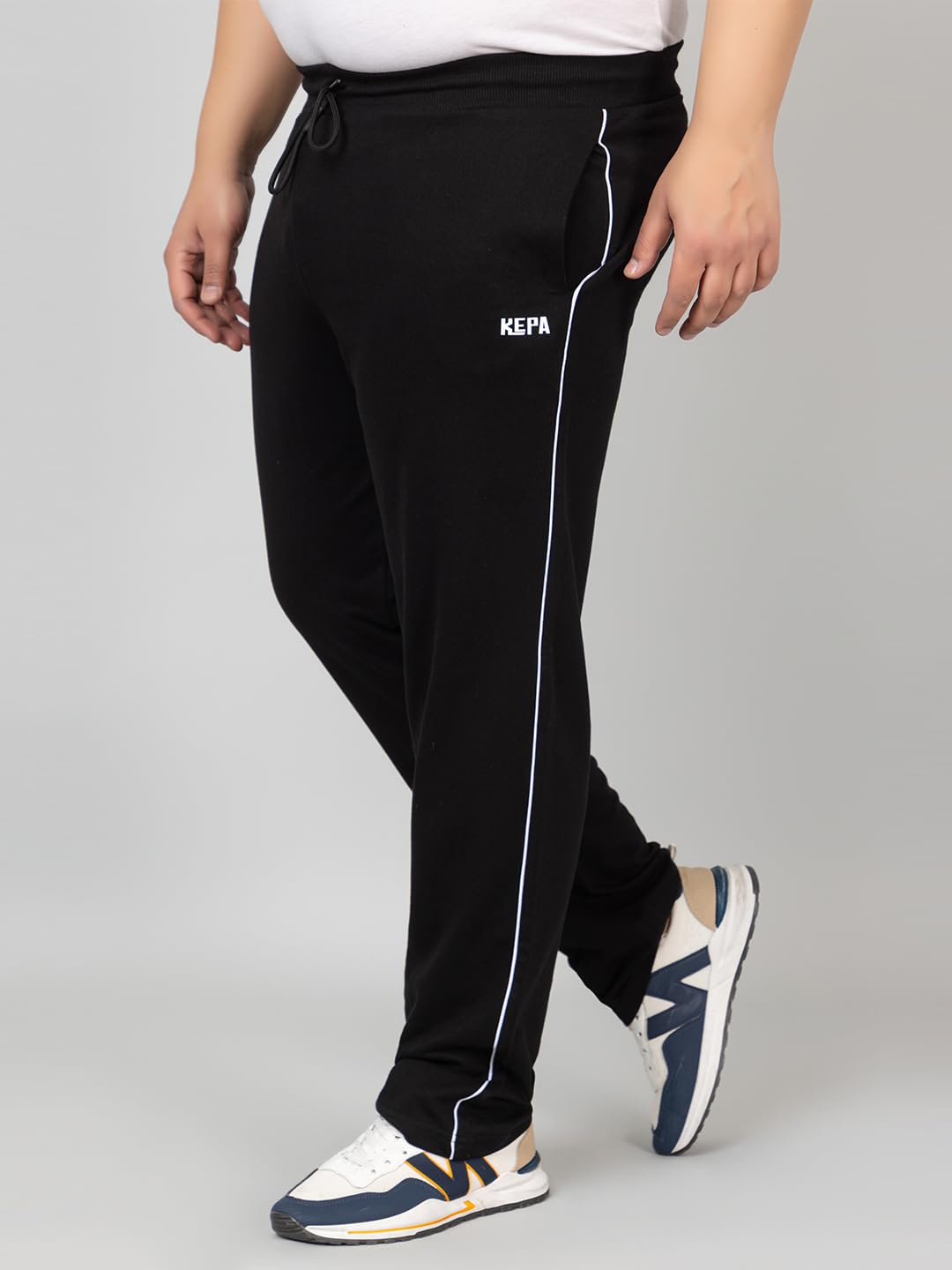 Kepa Men Plus Size Casual Track Pant Gym Workout Lower Black 2
