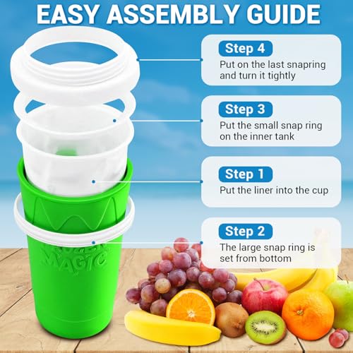 Image of FANS-ONE Slushie Cup, DIY Magic Slushy Maker Cup, Cool Stuff Things Gadgets for Juices Milk Yogurt Ice Cream Make, Quick Frozen Slushy Cups with Lids & Straw for Boys Girls Teens Kids, Green