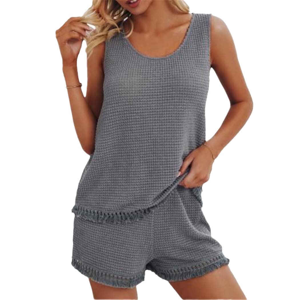 Ensemble d'été 2 pièces cool et léger en maille aérée gris foncé - 6