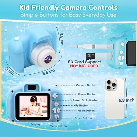 Generic V.K Digital Camera for Kids 3.0MP 1080P HD 32GB Blue - Image 3