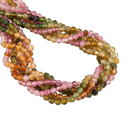 Airssory 450 Pcs 2.5mm Gradient Style Natural Tourmaline Strands Faceted Round Crystal Gemstone Loose Stone Bead Bulk for Energy Healing Jewellery Making - Image 2