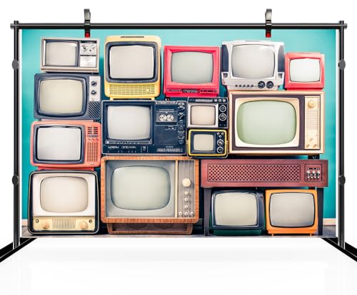 Fondo Retro TV de 7x5 pies con soporte de televisión miniatura 3