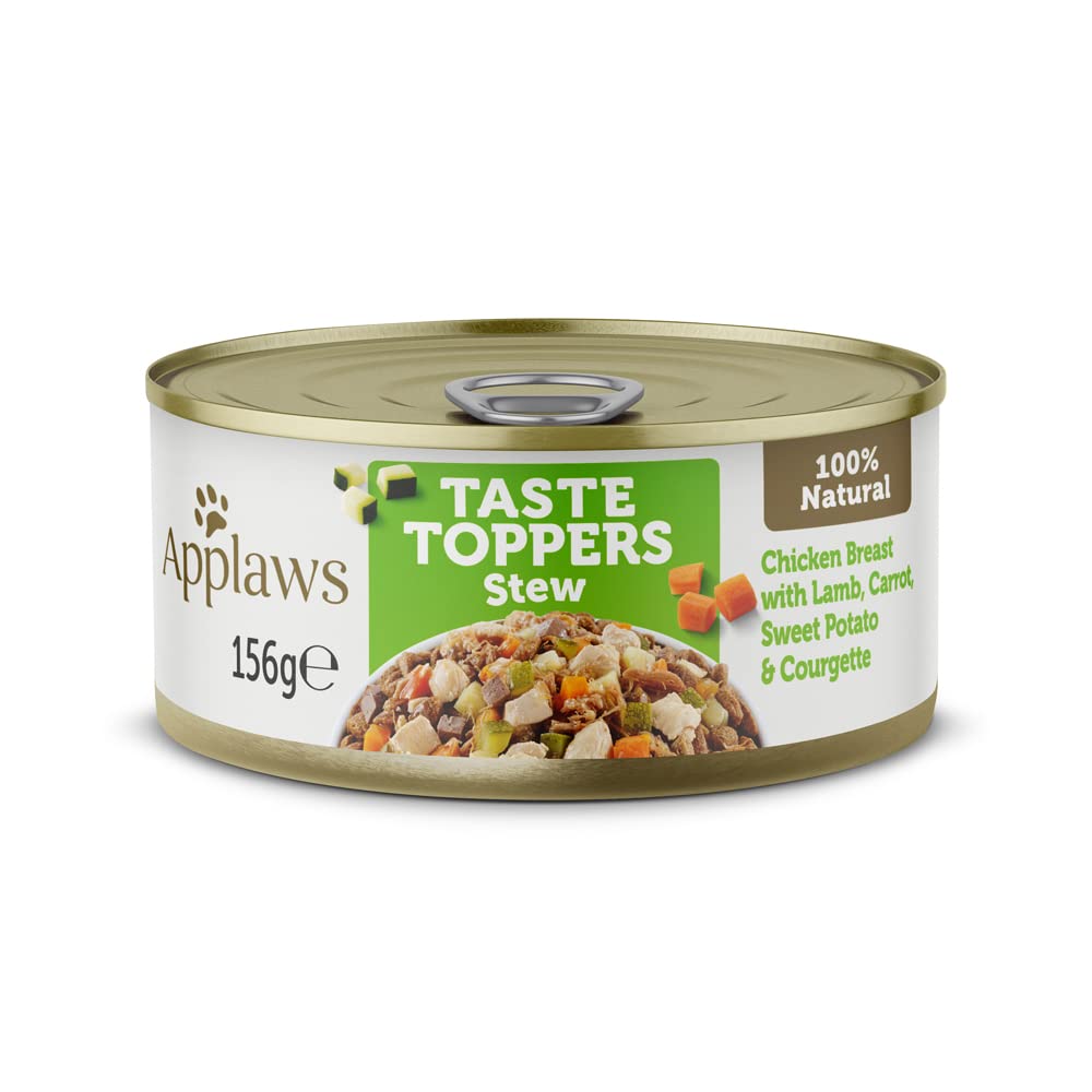 Applaws 100% Natural Wet Dog Food Tins, Grain Free Lamb with Vegetables Stew, 156g (Pack of 12)