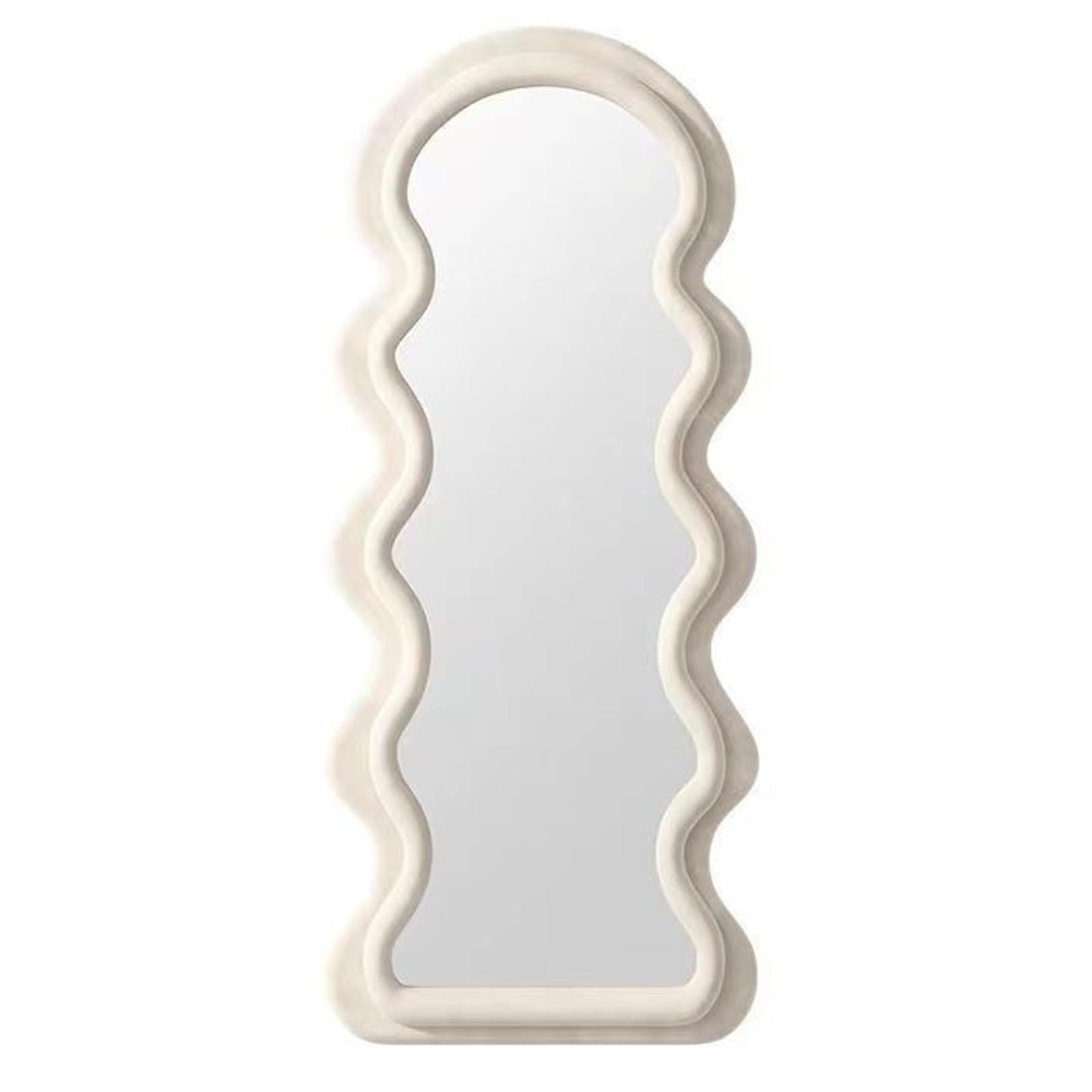 FGXHHS Mirror Full Length Wall with Ornate Frame No Distortion for Bathroom Bedroom Entryway Living Room(OffWhite,160x60 cm)