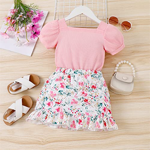 Toddler Girl Dress Floral Print Puff Sleeve Dresses #TOP5