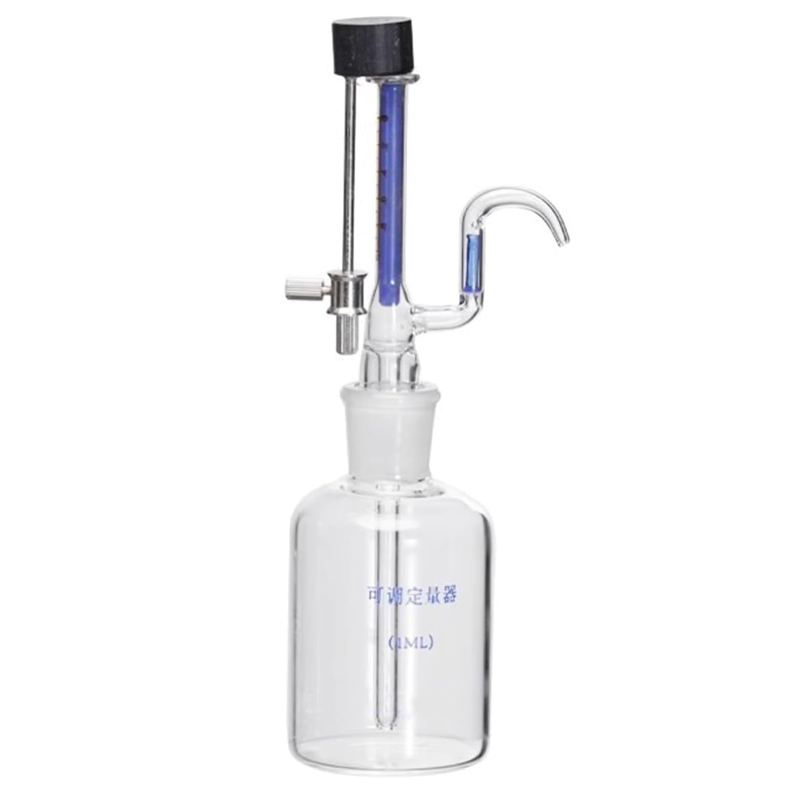 Dispensador De Líquido Micro Ajustable De 1/5ml, Botella De Pipeta De Vidrio De Laboratorio, Botón De Ajuste De Acero Inoxidable, Fondo Redondo De La Botella, No Fácil De Inclinar