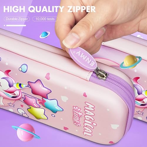 Image of DEOXY 3D Unicorn Cover Large Capacity Pencil Case Compass with Compartments, School Supply Organizer for Students, Stationery Box, Cosmetic Zip Pouch Bag-CK12UN