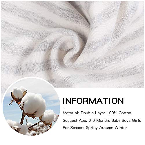 Image of Original Cotton Newborn Hats for Girls Striped Preemie Baby Hats Bear Ears Infant Boys Beanies 0-6 Months