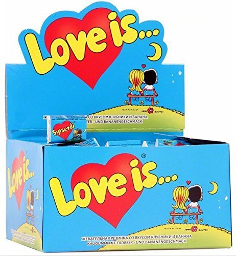 Love Is... / Sipsevdi Chewing Gum -100pcs in Box - Individually Wrapped (Strawberry & Banana)