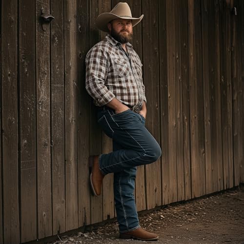 lumeheel cowboy boots for men - western men39s boots with classic embroidered slip on square toe boots slip resistant country boots chunky heel ankle durable short boots for spring fall