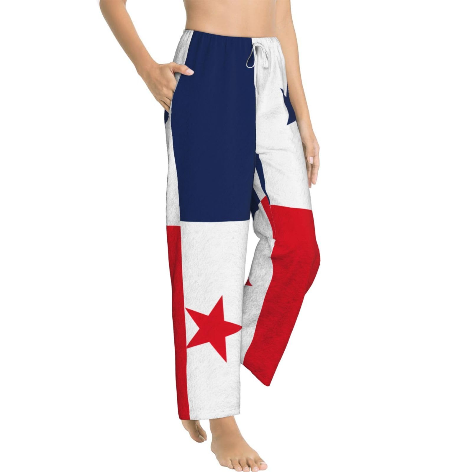 Flanell-Pyjamahose für Damen, Motiv: Flagge von Panama, warm, bequem, Lounge-Schlafhose für Urlaub und Weihnachten