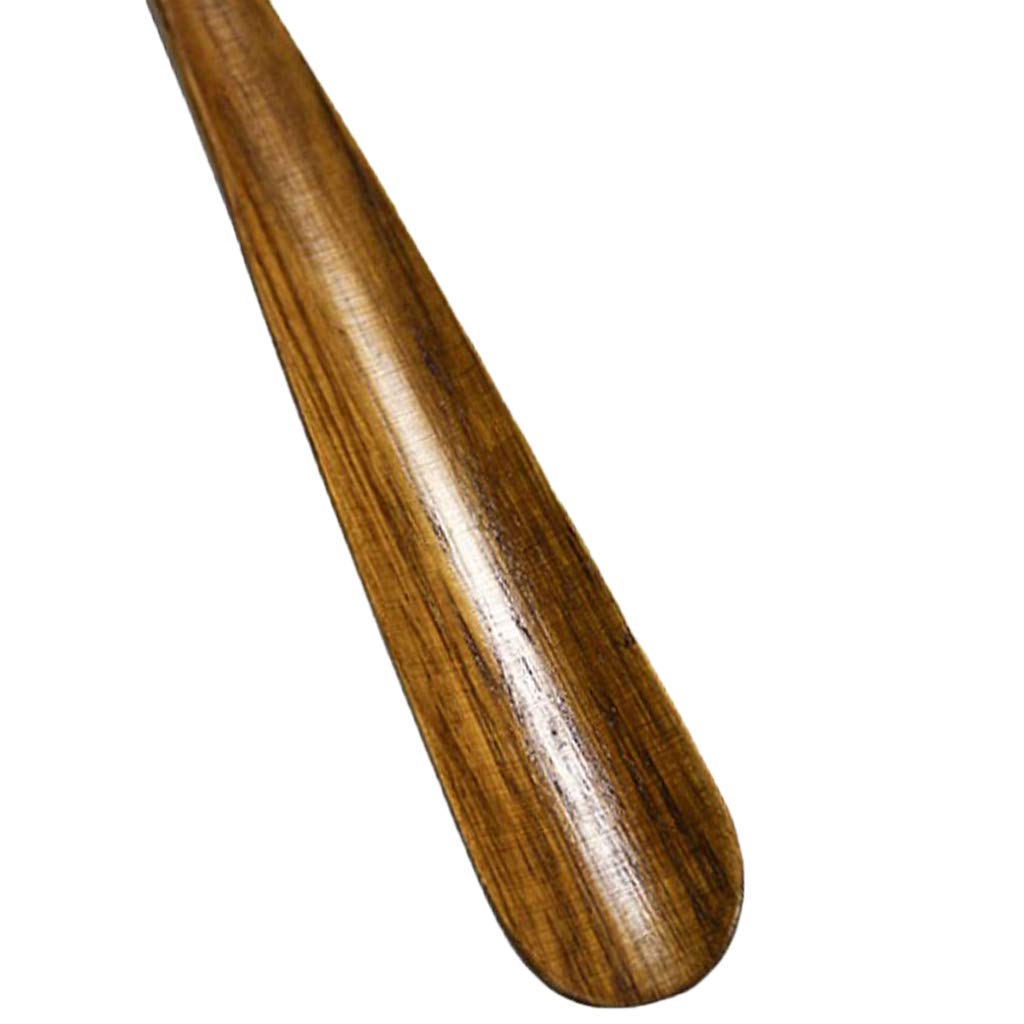 Herienta - Calzascarpe in legno con manico, 58 cm, facile da indossare, in legno massello marrone per una comoda e comoda calzatura