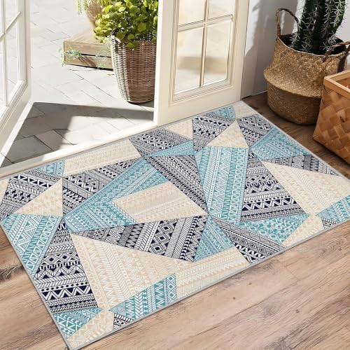 Tapis de chambre bohème ethnique multicolore pour descente de lit