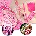 TKNOUS 122pcs Pink Party Favors for Girls, Pink Girls Birthday Party Favors Kit Keychain Bracelet Bubble Stickers Straws Heart Sunglasses Gift Bag Hot Pink Princess Birthday Party Supplies
