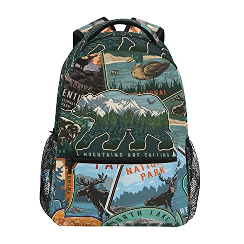 Hussrity National Park Symbol Patch Backpack Large Business Travel Laptop College Student School Computer Backpack Bookbag Casual Daypacks For Men Women #TOP16