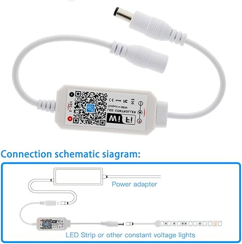 Tira de luces LED de un solo color, controlador WiFi, compatible con Android iOS para tiras de luz LED 5050 3528, CC 5V-28V 96W, control de voz,