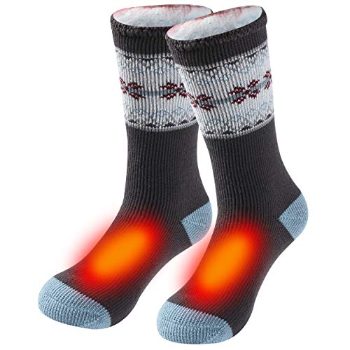Women Soft Boot Thermal Socks Sunew Unisex Insulated Heated Socks Warmer Than Wool Socks,Womens Active Work and Outdoors Socks, Fully Cushioned Sleeping Indoor Socks 1 Pair Medium Light Blue Gray