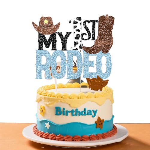 My First Rodeo Birthday Cake Topper Western Cowboy 1st Rodeo Birt...